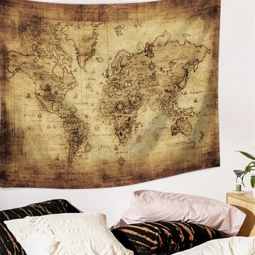 Toalla de playa con tapiz de mapa del mundo para decoración del hogar