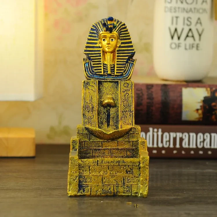 Quemador de incienso de reflujo del Antiguo Egipto, artesanía de resina, adorno de Buda para el hogar