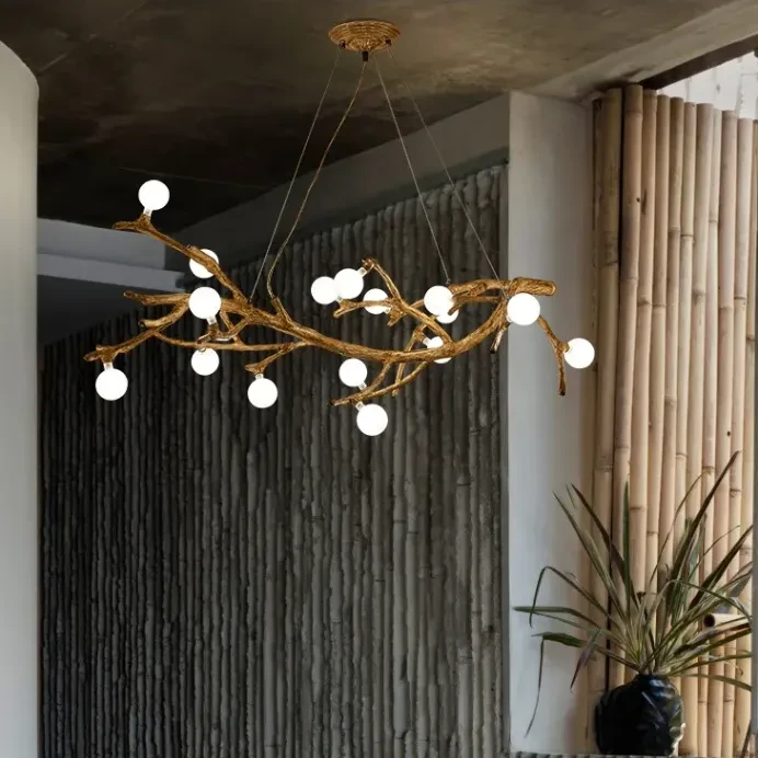 Lámpara de araña decorativa con forma de rama de árbol para restaurante