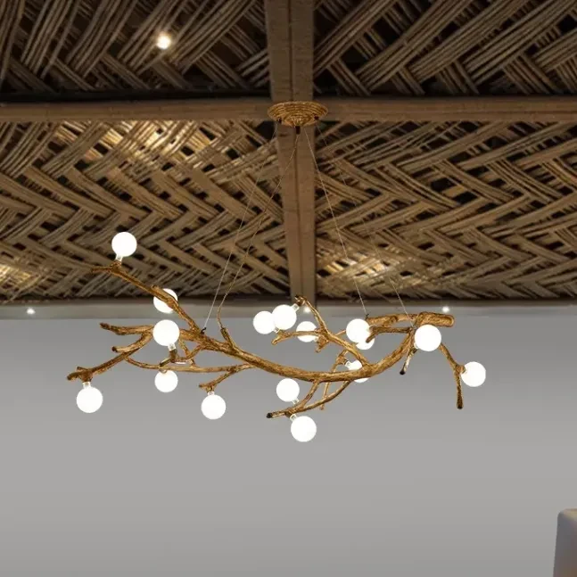 Lámpara de araña decorativa con forma de rama de árbol para restaurante