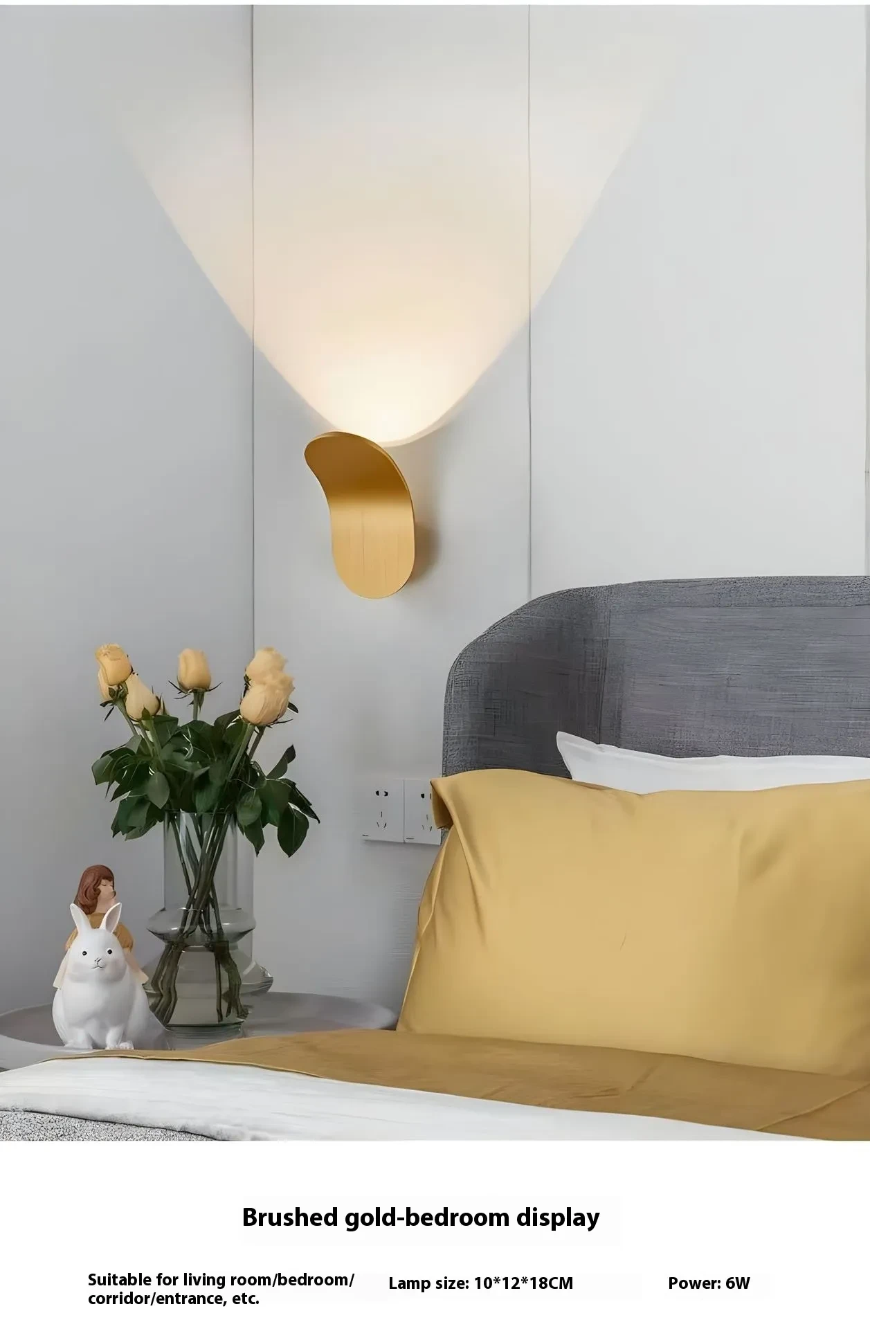 Lámpara de pared LED sencilla, lámpara de noche para dormitorio, luz para pasillo