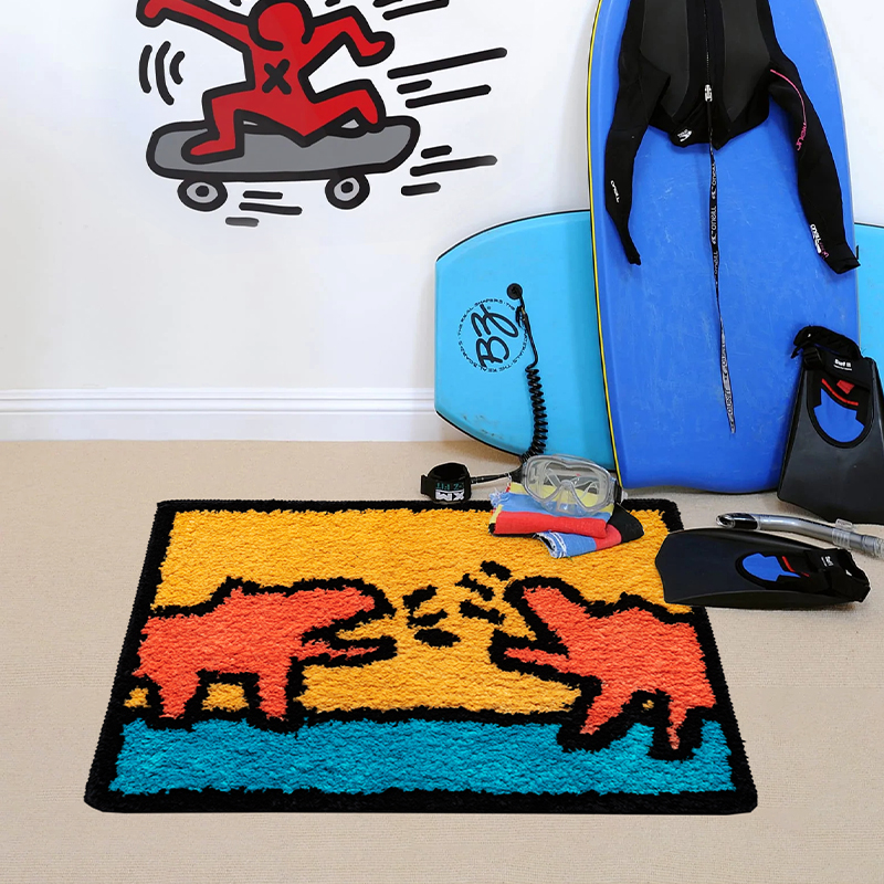 Alfombra de hipopótamo de peluche para dormitorio, pequeña, para la mesita de noche
