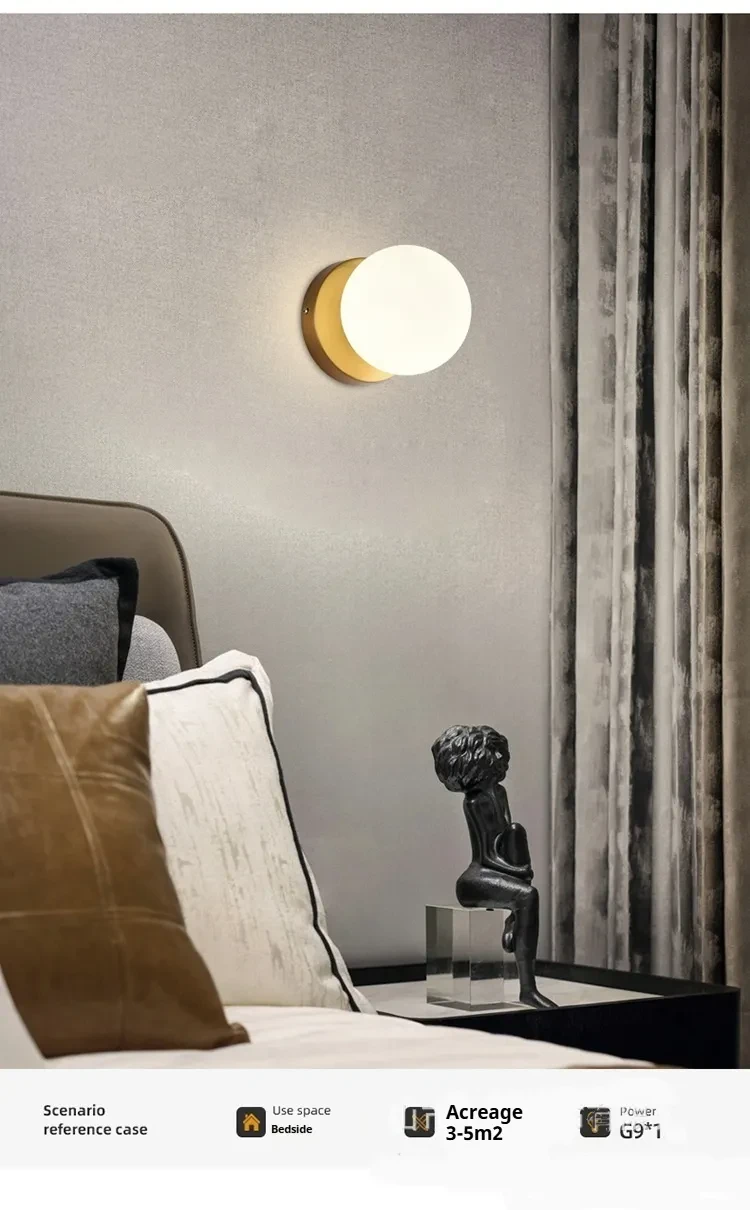 Lámpara de noche de dormitorio de pared de vidrio minimalista moderna
