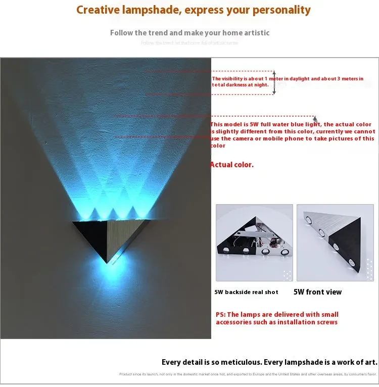 Lámpara de pared triangular LED creativa de moda