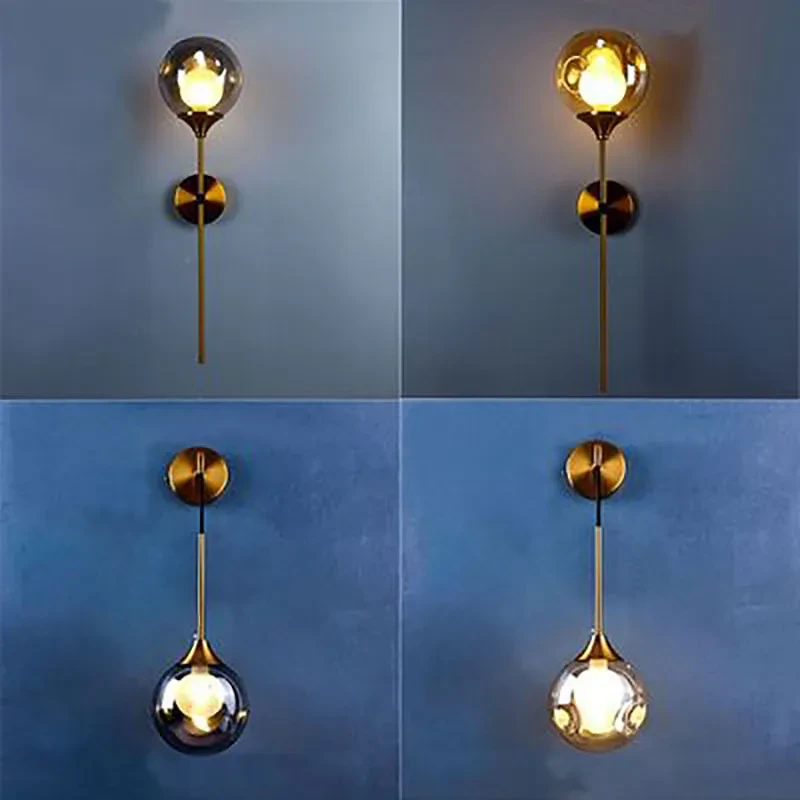 Nueva lámpara de pared de cristal para dormitorio, mesita de noche, sala de estar, fondo, pared, pasillo