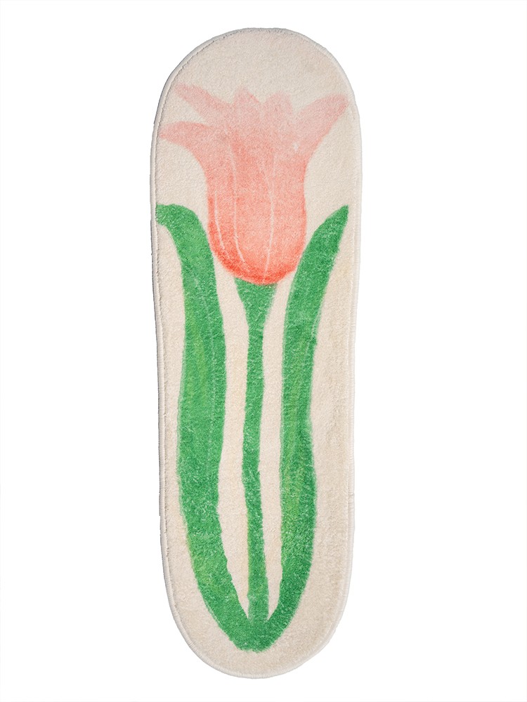 Alfombra de sofá para dormitorio con tulipanes pintados a mano