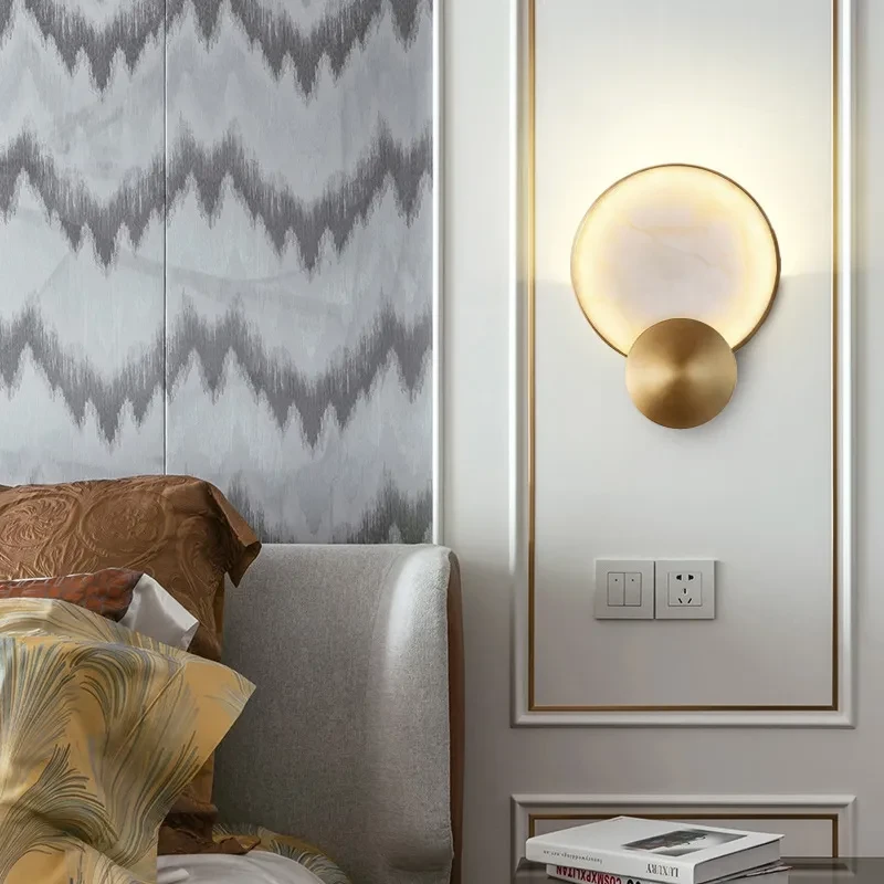 Lámpara de pared de cobre y mármol de estilo chino nueva y creativa