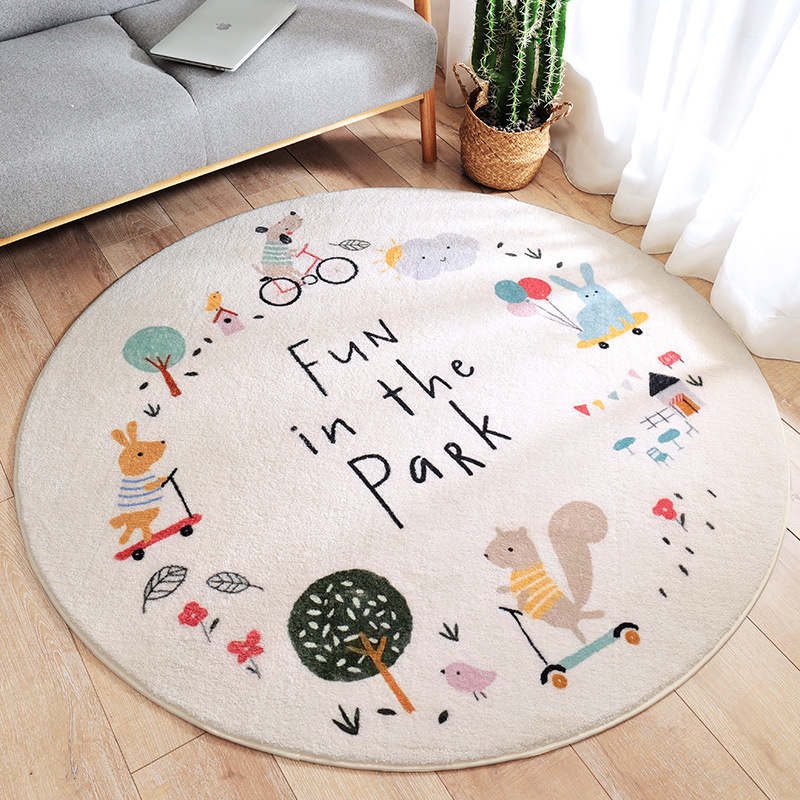 Alfombra redonda para dormitorio infantil con dibujos de animales bonitos