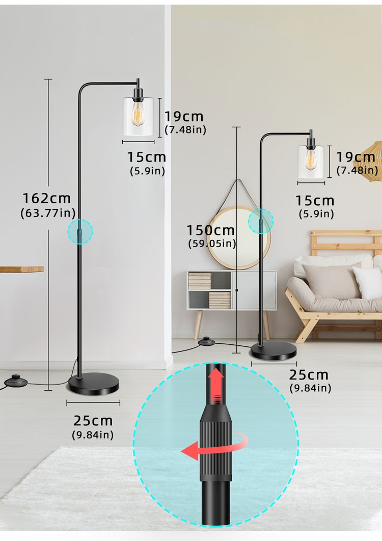 Lámpara de pie en sala de estar y dormitorio