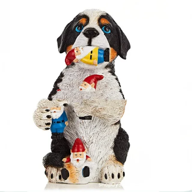 Estatua de gato comiendo enanos, adorno de jardín, arte de resina, artesanía, paisajismo, esculturas de jardín, decoración para el hogar y el jardín.