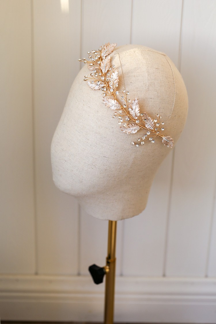 Accesorios para el cabello de novia, corona con diamantes de imitación y rama