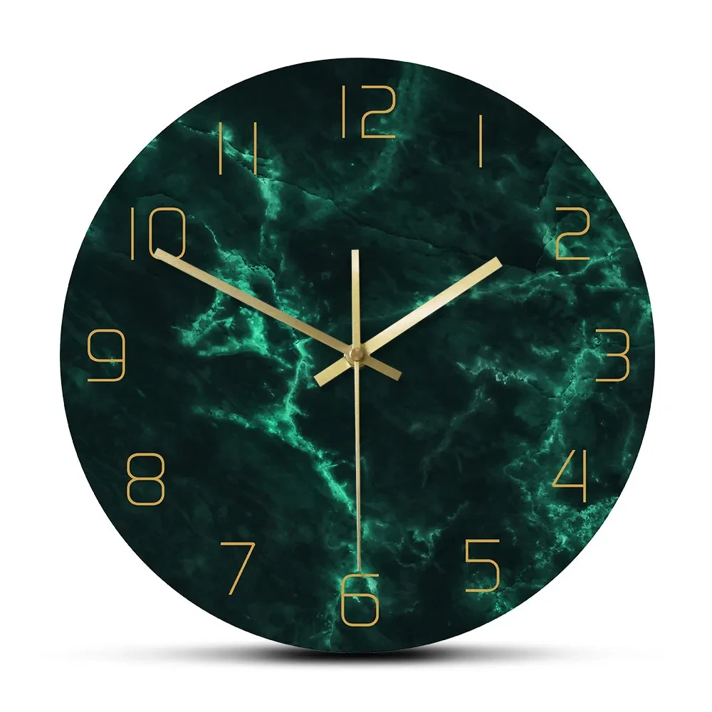 Reloj de pared con estampado de azulejos de mármol de alta gama de estilo nórdico para decoración del hogar