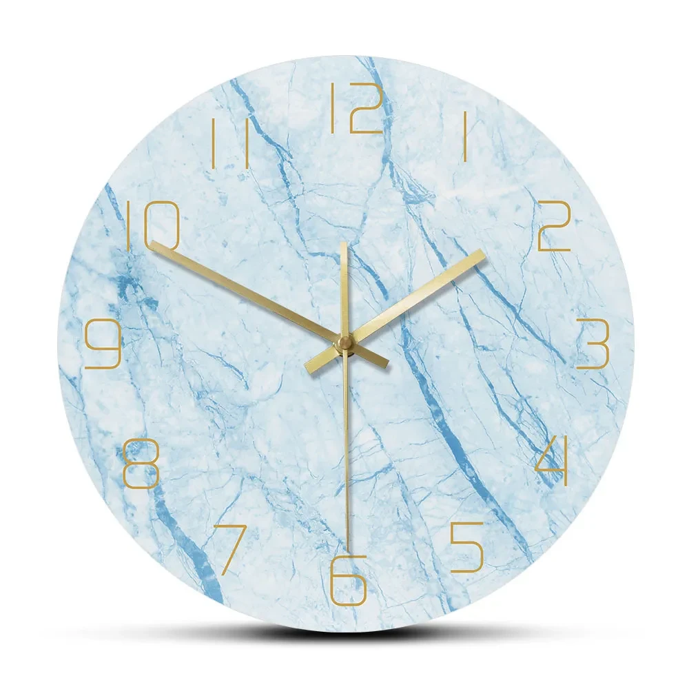 Reloj de pared con estampado de azulejos de mármol de alta gama de estilo nórdico para decoración del hogar
