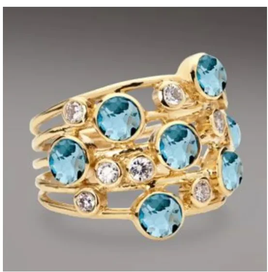 Anillo francés creativo geométrico hueco con incrustaciones de oro y circonita brillante