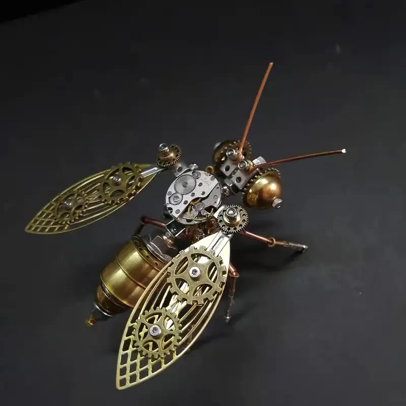 Rompecabezas 3D de abeja mecánica Steampunk: kit de modelo de insecto de metal dorado para manualidades DIY