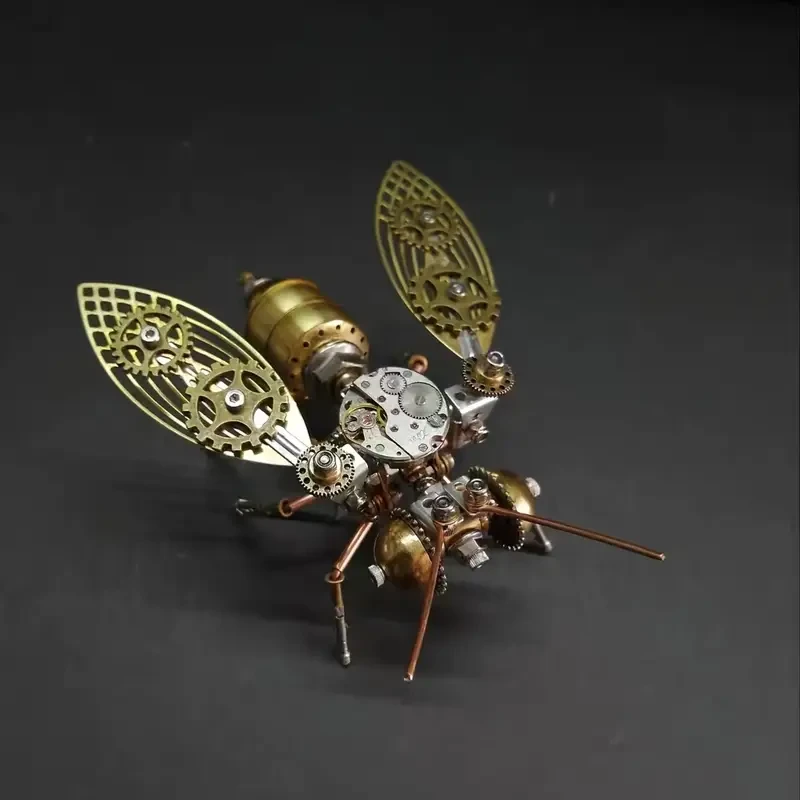 Rompecabezas 3D de abeja mecánica Steampunk: kit de modelo de insecto de metal dorado para manualidades DIY