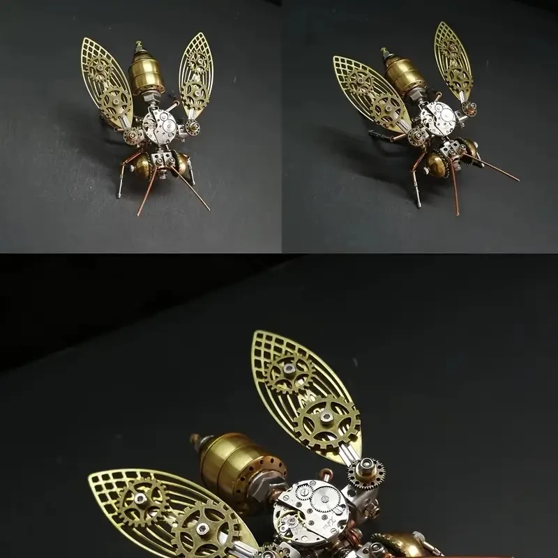 Rompecabezas 3D de abeja mecánica Steampunk: kit de modelo de insecto de metal dorado para manualidades DIY