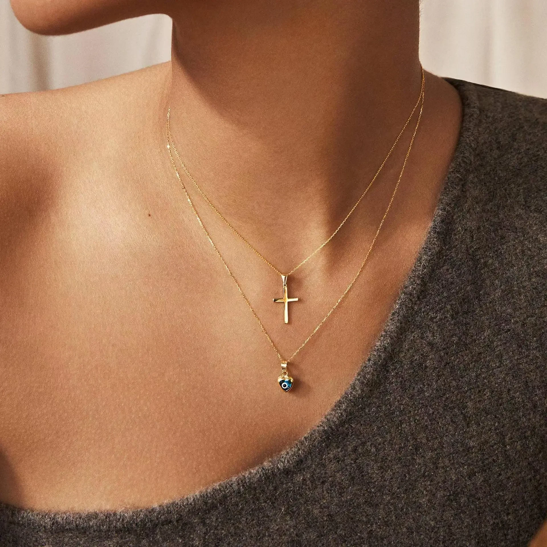 Collar de circonitas de ojo de diablo europeas y americanas