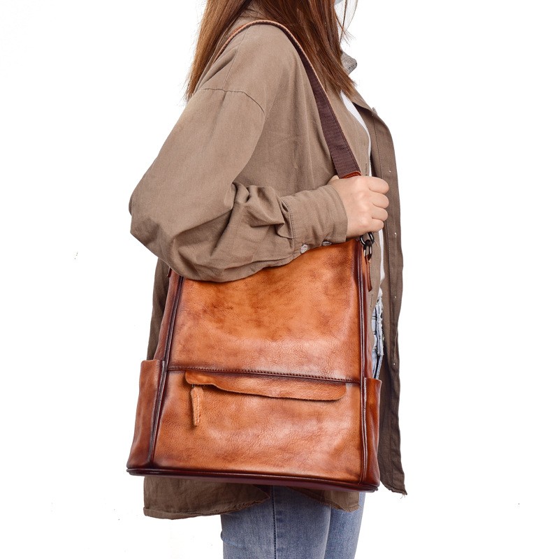 Mochila antirrobo de cuero genuino de vaca de gran capacidad para damas, bolsos de viaje de lujo
