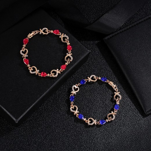 Pulsera de amor hueca con diamantes de imitación, pulsera de moda con temperamento en forma de corazón para regalo de San Valentín, joyería