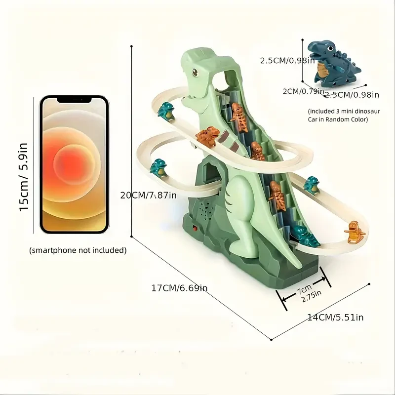 Juego de tobogán de dinosaurios para escalar (3 coches de dinosaurio incluidos)