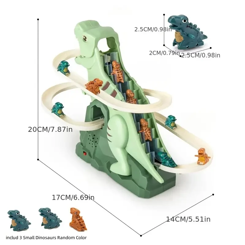Juego de tobogán de dinosaurios para escalar (3 coches de dinosaurio incluidos)