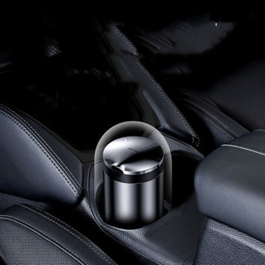 Cenicero de coche con luz LED, de aleación de aluminio, portátil, sin humo, ignífugo, para cigarrillos