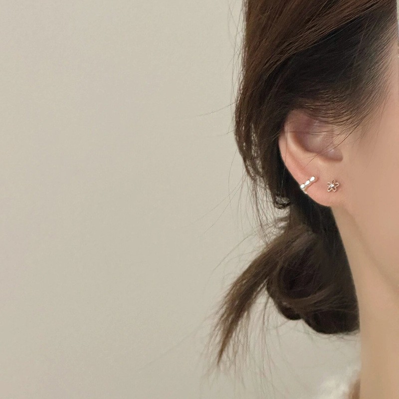 Pendientes de aro con forma de corazón geométrico pequeño de plata de ley 925 auténtica