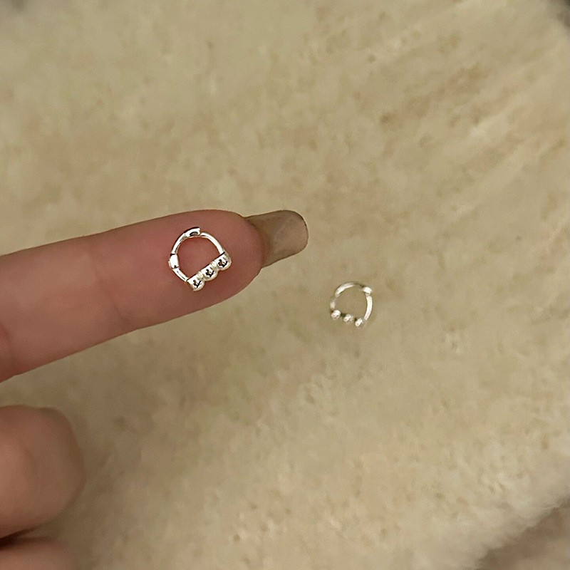 Pendientes de aro con forma de corazón geométrico pequeño de plata de ley 925 auténtica