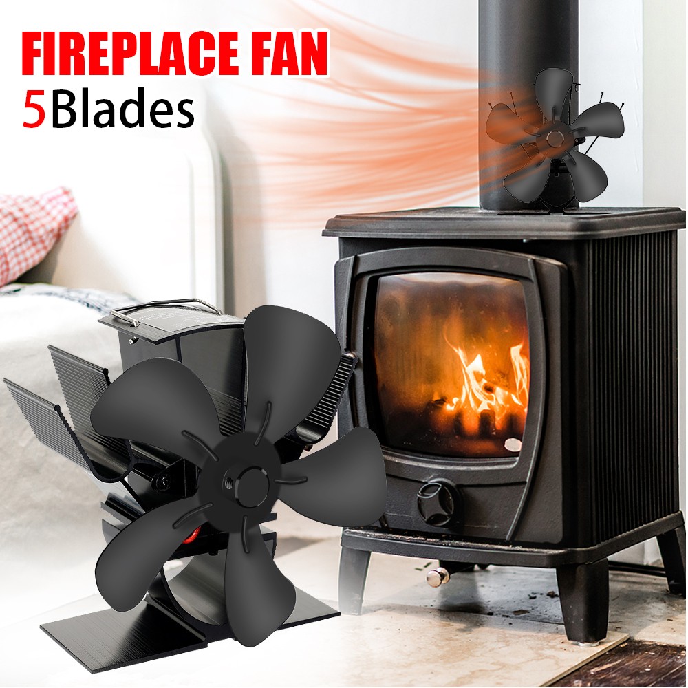 Mini ventilador de estufa - Ventilador ecológico de 5 aspas alimentado por calor para chimeneas y estufas de leña