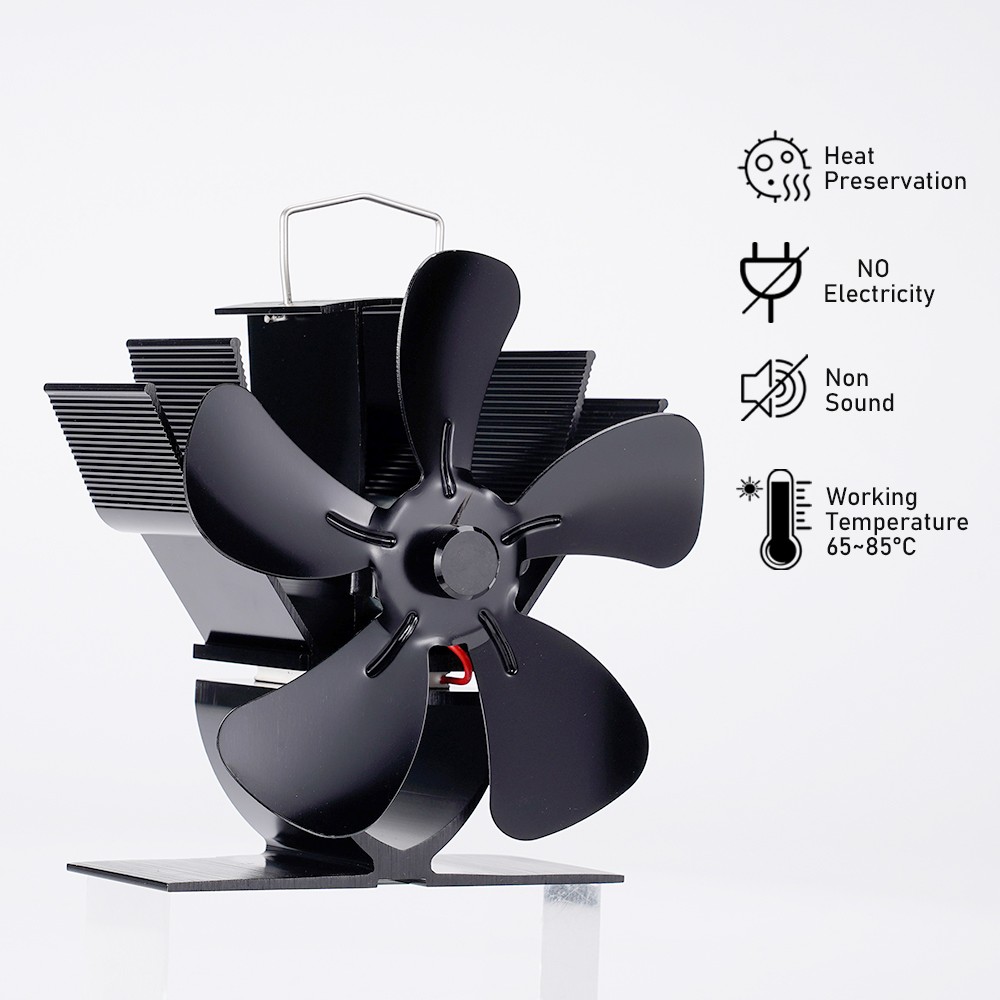 Mini ventilador de estufa - Ventilador ecológico de 5 aspas alimentado por calor para chimeneas y estufas de leña