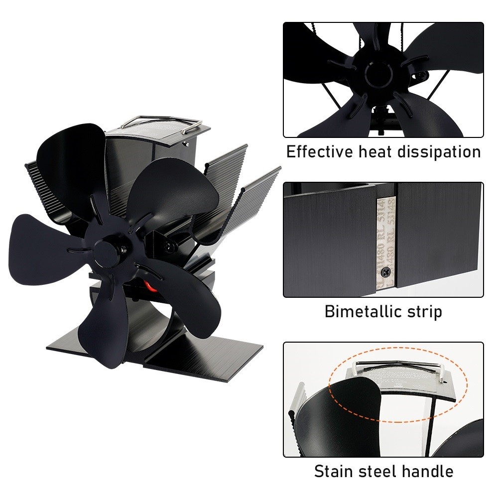 Mini ventilador de estufa - Ventilador ecológico de 5 aspas alimentado por calor para chimeneas y estufas de leña