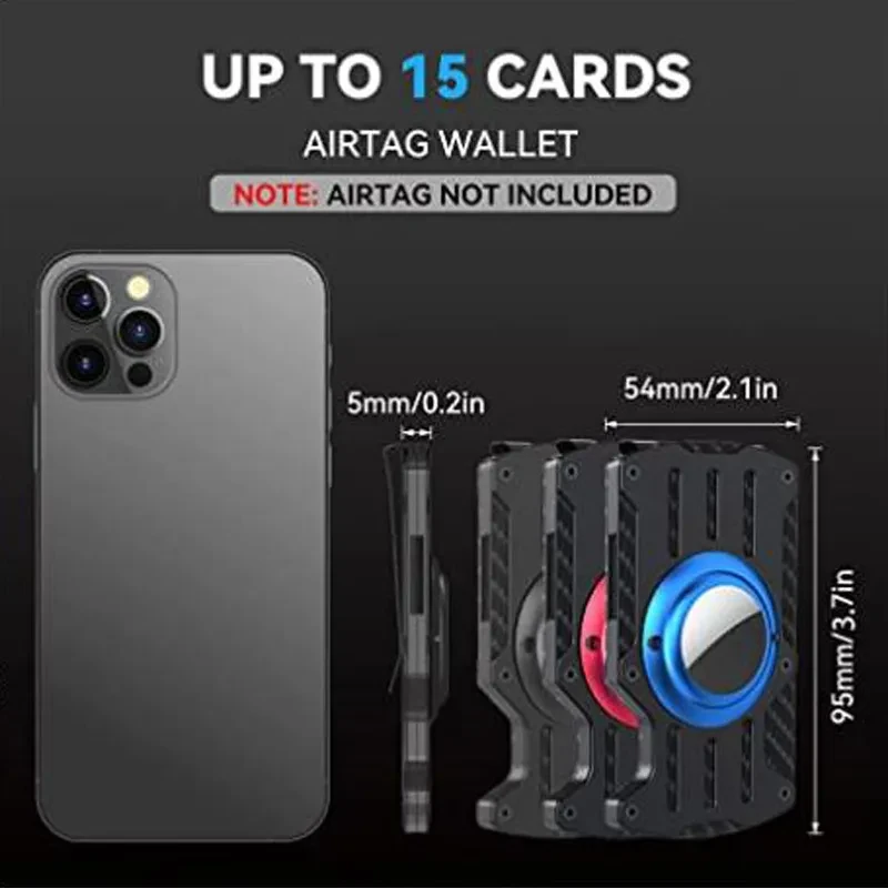 Monedero ultrafino de aleación de aluminio con Airtag para hombre