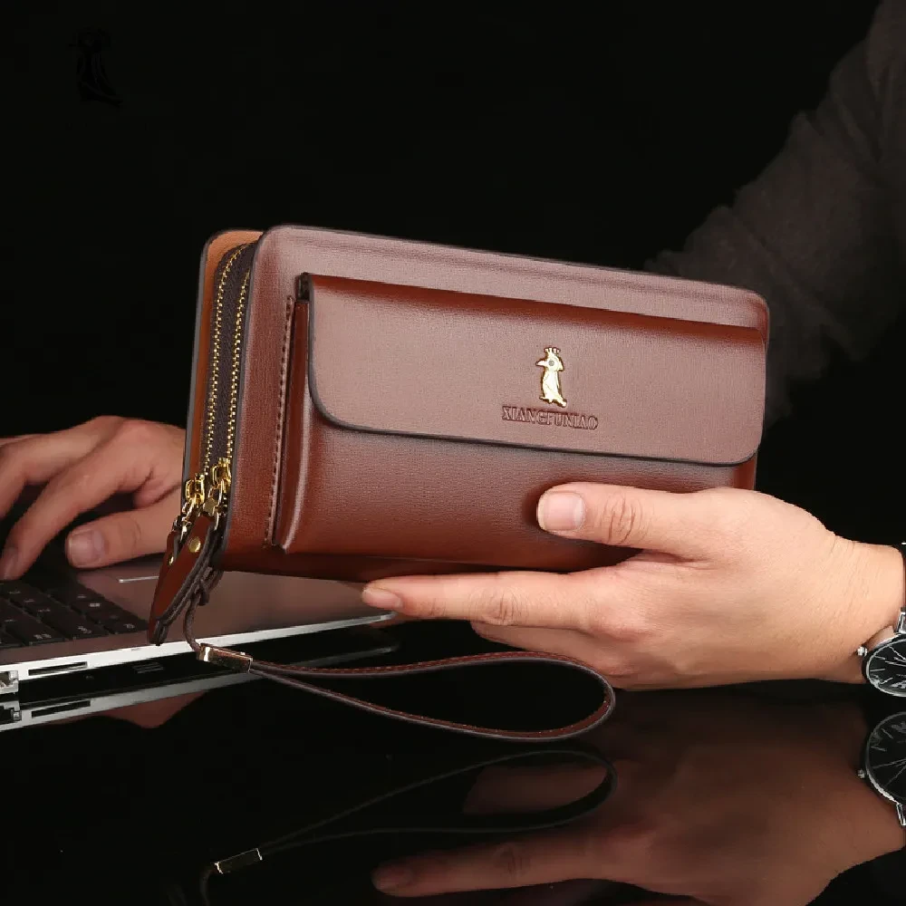 Cartera de negocios con cremallera de moda para hombre