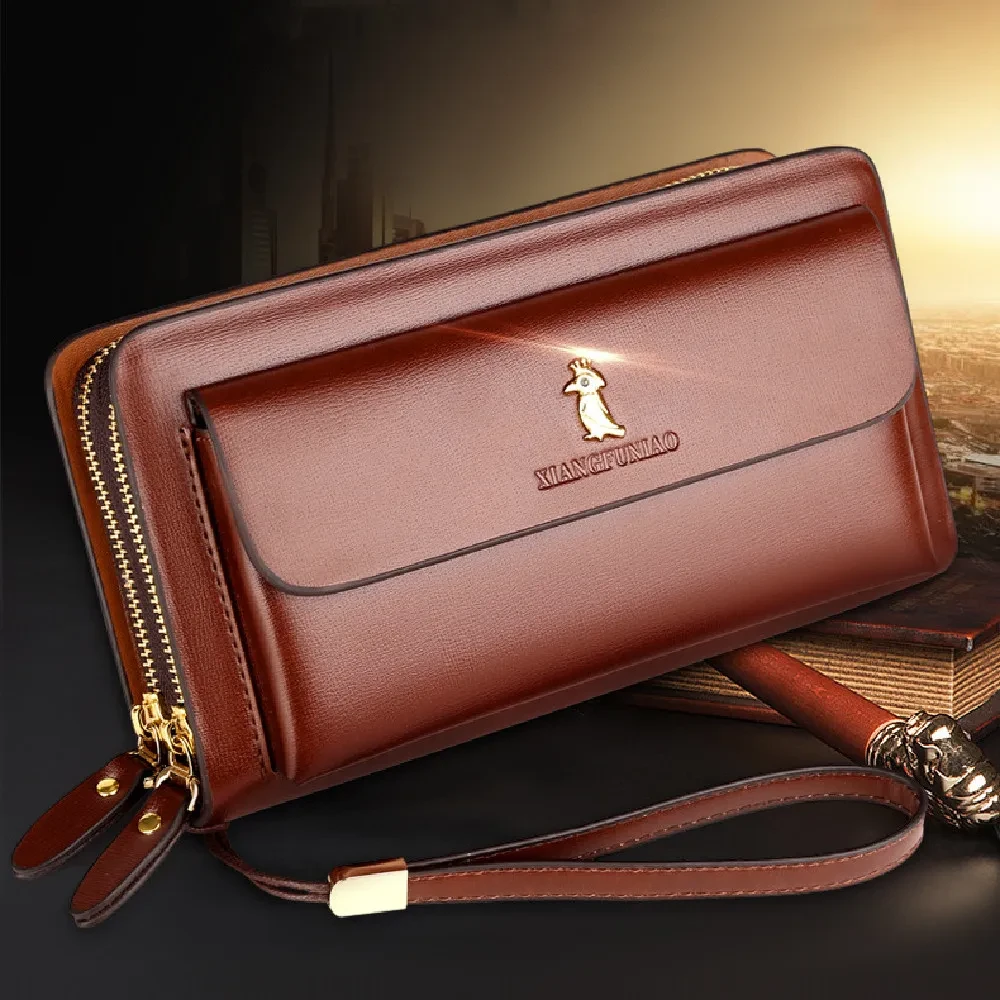 Cartera de negocios con cremallera de moda para hombre