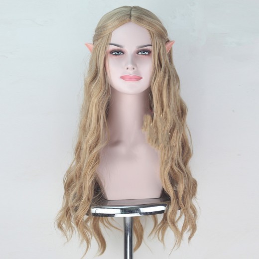 Peluca de hobbit, reina elfa Kellantril con orejas, pelucas de anime para cosplay