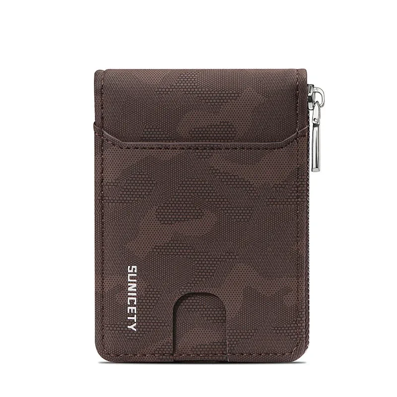 Cartera de camuflaje de gran capacidad con cremallera para hombre