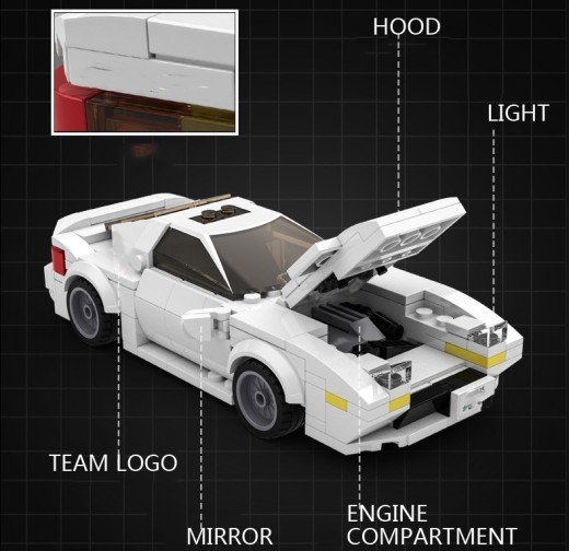 Juguete de bloques de construcción de modelo de coche ensamblado