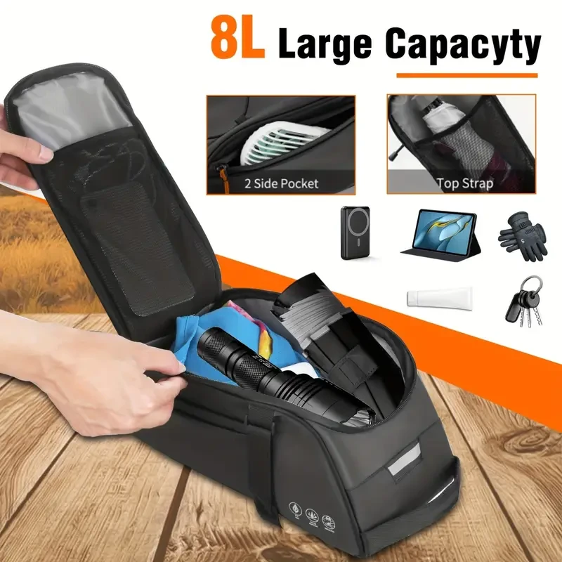 Bolsa para portaequipaje trasero reflectante de tela superfina de 8 l