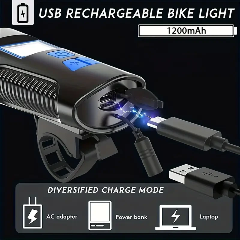 Luces LED para bicicleta, luz delantera/cabezal LED recargable para bicicleta