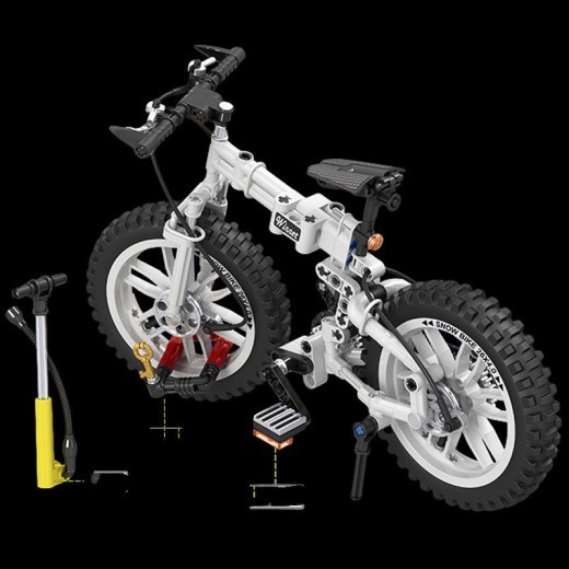 Mini bicicleta plegable ensamblada mecánicamente, juguete para niños.