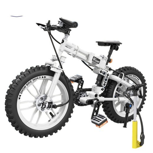 Mini bicicleta plegable ensamblada mecánicamente, juguete para niños.
