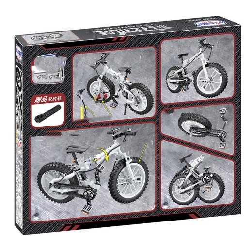 Mini bicicleta plegable ensamblada mecánicamente, juguete para niños.