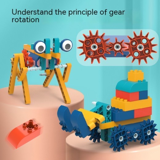 Bloques de construcción de engranajes eléctricos variados para niños, educación científica y educativa