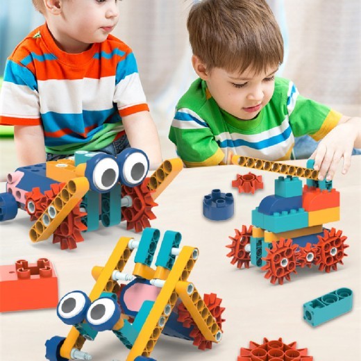 Bloques de construcción de engranajes eléctricos variados para niños, educación científica y educativa