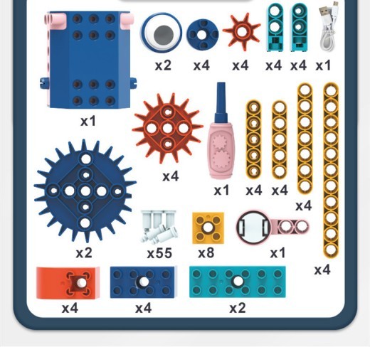 Bloques de construcción de engranajes eléctricos variados para niños, educación científica y educativa