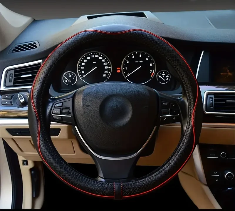 YITUMU - Funda universal para volante de coche, antideslizante, de piel sintética, estilo deportivo, accesorios para interior de coche