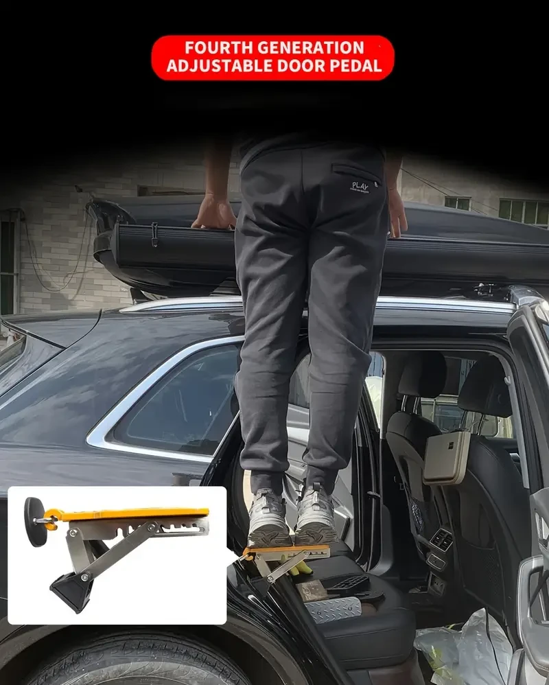 Escalón de metal ajustable para puerta de coche, pedal plegable para subir al techo, accesorio duradero para facilitar el acceso.