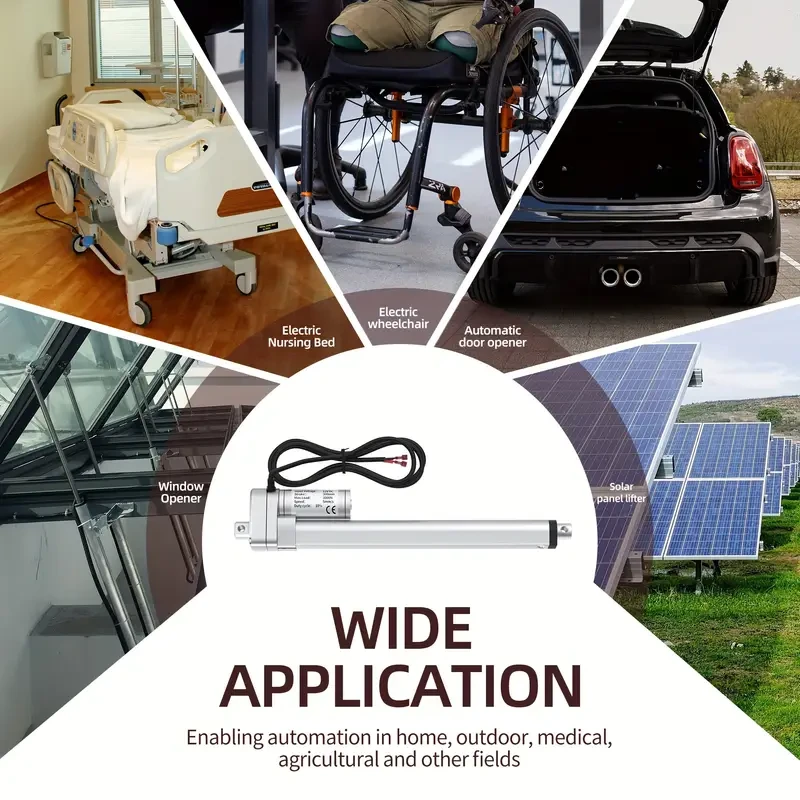 Actuador lineal eléctrico DAIERTEK de 30,48 cm de carrera, 299,37 kg de empuje, funcionamiento silencioso, aleación de aluminio duradera para domótica e industria.