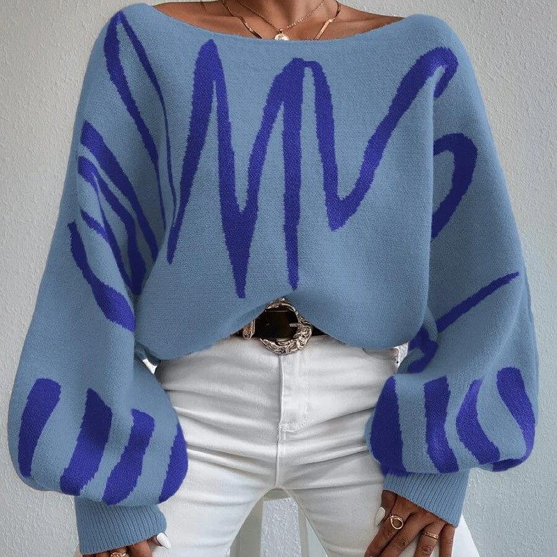 Suéter de manga farol con estampado de moda para mujer